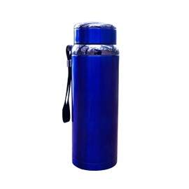 Thermos Flask 800 ml Stainless Steel 316 - Insulated Flask Sports & Outdoor - 24 Hours Cold / 12 Hours Hot - Leak-proof with Carry Strap - Water Bottle for on the Go (Blue)