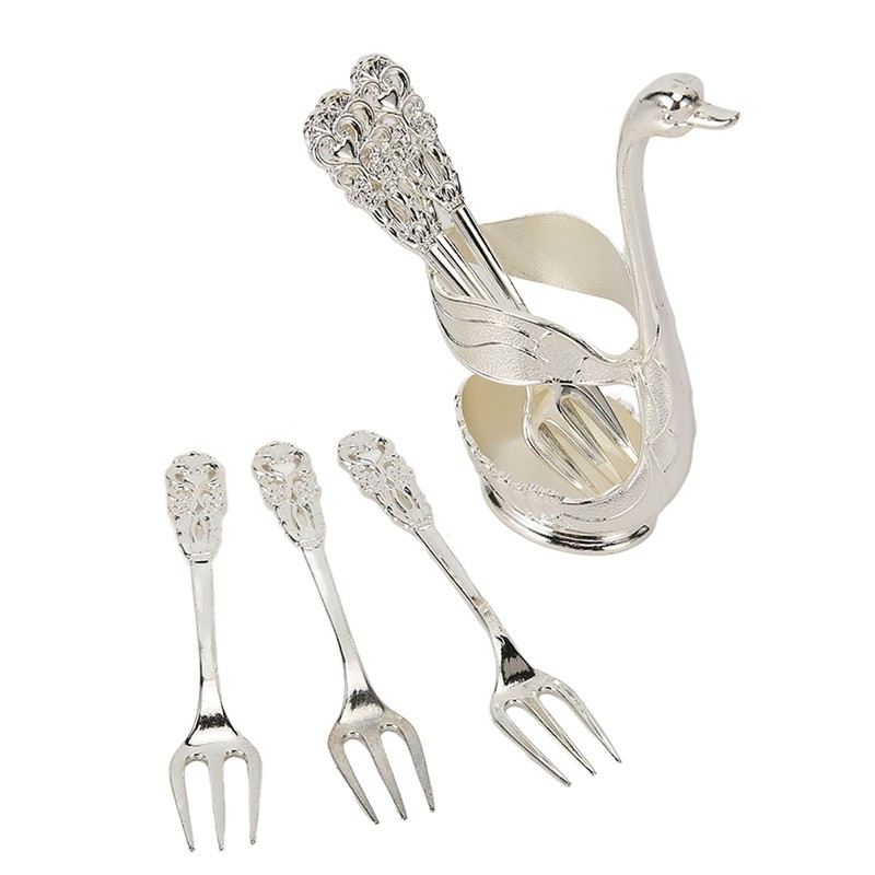 Swan Base Holder Forks Set Aluminum Silver Fashion Rustproof Decorative