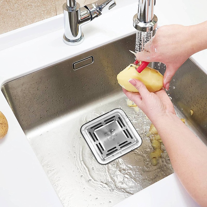 Qezodsx Stainless Steel Square Sink Strainer Plug Kitchen Sink Drain