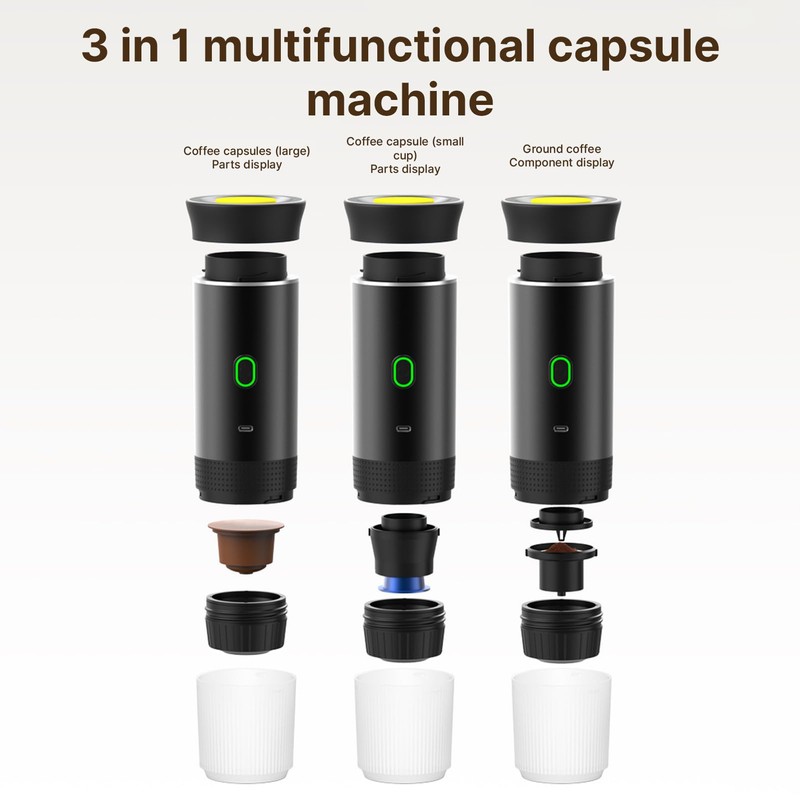 Irishom Portable Coffee Machine, 3 in 1 Cordless Electric Coffee