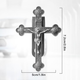 Pietism Saint Benedict Crucifix Car Clip Car Visor Scent Clip Religious Visor Clips For Car Crucifix St Christopher Medal For Car Medal Metal Visor Clip Car Catholic Cross For Car