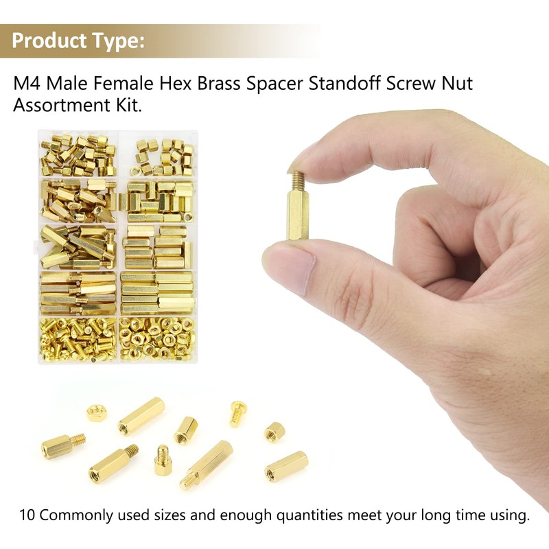 180 Pieces M4 Male Female Hex Brass Standoffs Spacers Screws
