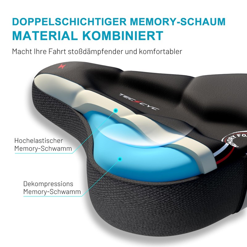 TECHCYC Bicycle Saddle Cover, Double Layer Memory Foam Bicycle Seat