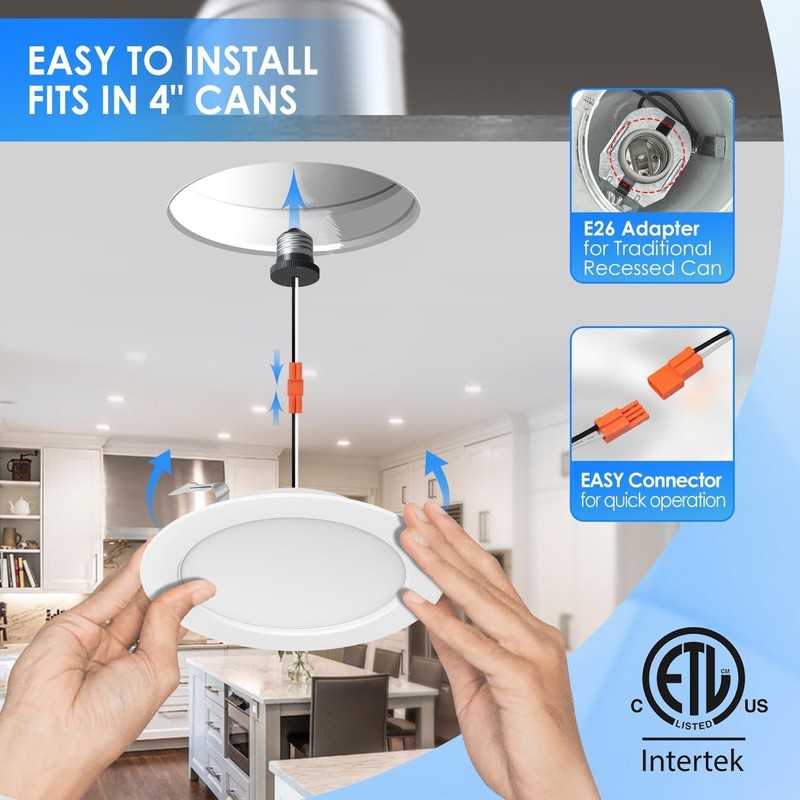 ANWIO 4Inch 5CCT LED Recessed Lighting,E26 7W 700LM Dimmable IC