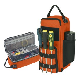 LAKE OF FIRE 12.6" Small Tool Bag Pouch for Men with Multiple Pockets, Waterproof Heavy Duty Tool Bag Organizer with Zipper and Portable Handle (Orange)