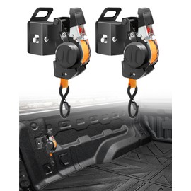 Dual-Pivot Retractable Truck Bed Ratchet Straps for Ford F150 97-14, Multi-Angle Rotation Bed Mounted Retractable Tie Down Straps Compatible with f150, Dodge, Chevy, GMC, Jeep Gladiator (2Pcs)