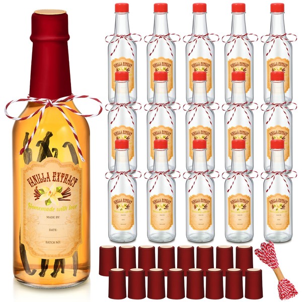 Tioncy 16 Pcs Vanilla Extract Bottles for Homemade Vanilla Jar