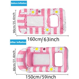 Pool Lounger Floats Adult-Extra Large Pool Inflatable Pool Floaties Raftst Floating Chair Water Floaties for Swimming Pool Lake Lounge Float with Cup Holders Beach Vacation Pool Party (Pink Flower)