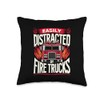 Firefighter Distracted By Fire Trucks Fire Dept Firemen Throw Pillow