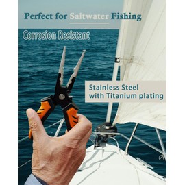 Tanzoii Fish Lip Gripper Pliers - 8 Inch Fishing Gear for Saltwater with Hook Remover, Split Ring Pliers， Line Cutter, Fishing Gifts for Men