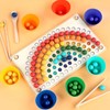 Wooden Peg Board Beads Game Educational Rainbow Clip Beads Puzzle