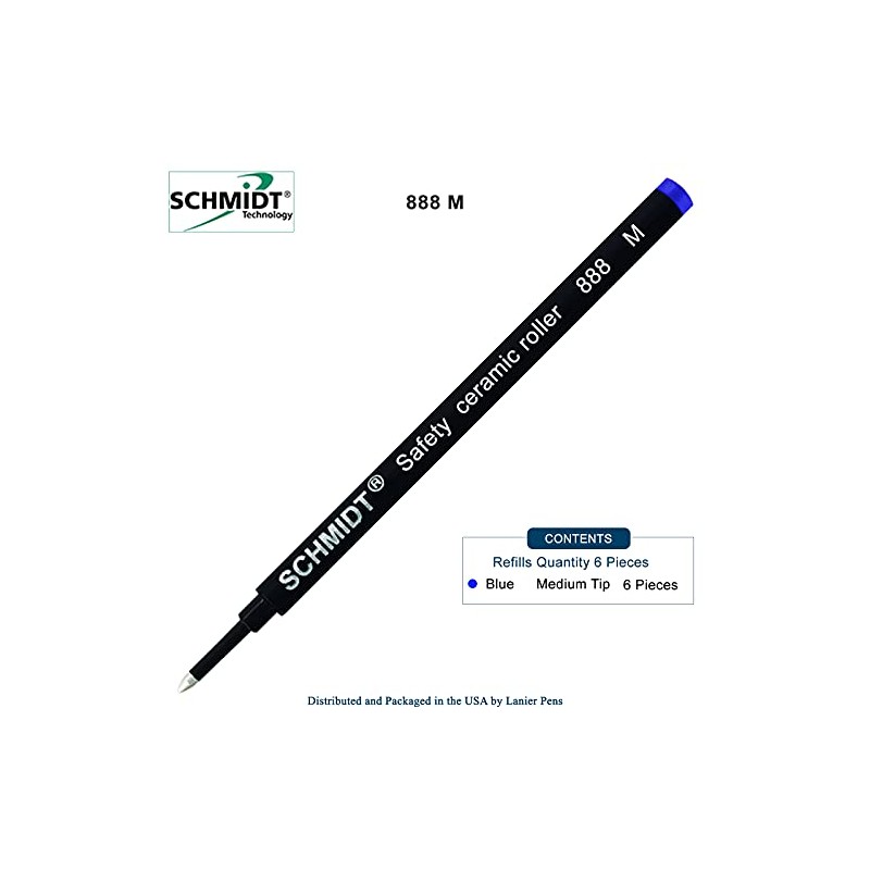 SCHMIDT 6 Pack - Blue 888 Medium Rollerball Refill