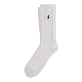Polo Women's Seasonless Cable Crew Sock 1 Pair Pack, White, Women's Shoe Size: 4-10