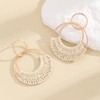 Boho Raffia Earrings for Women Summer Raffia Hoop Earrings Statement