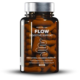 Molecular Labs  Flow Digestive Support  Frmula Digestiva Completa con Fibra Psyllium, Magnesio, Enzimas Digestivas y Vitamina B12  Apoyo para Confort 