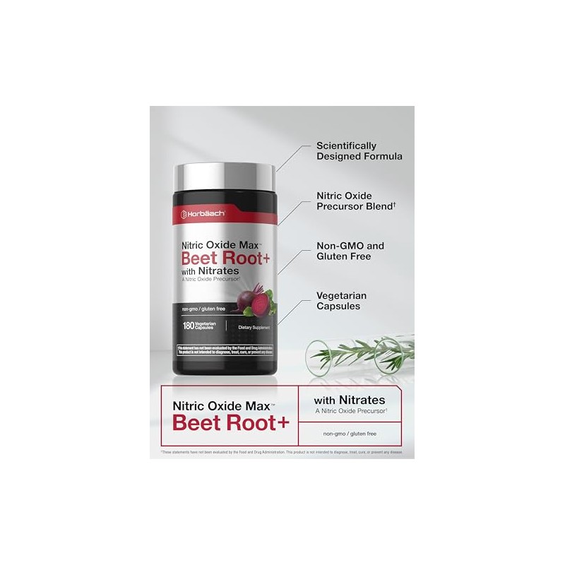 Horbäach Nitric Oxide Beet Root Capsules | 180 Count |