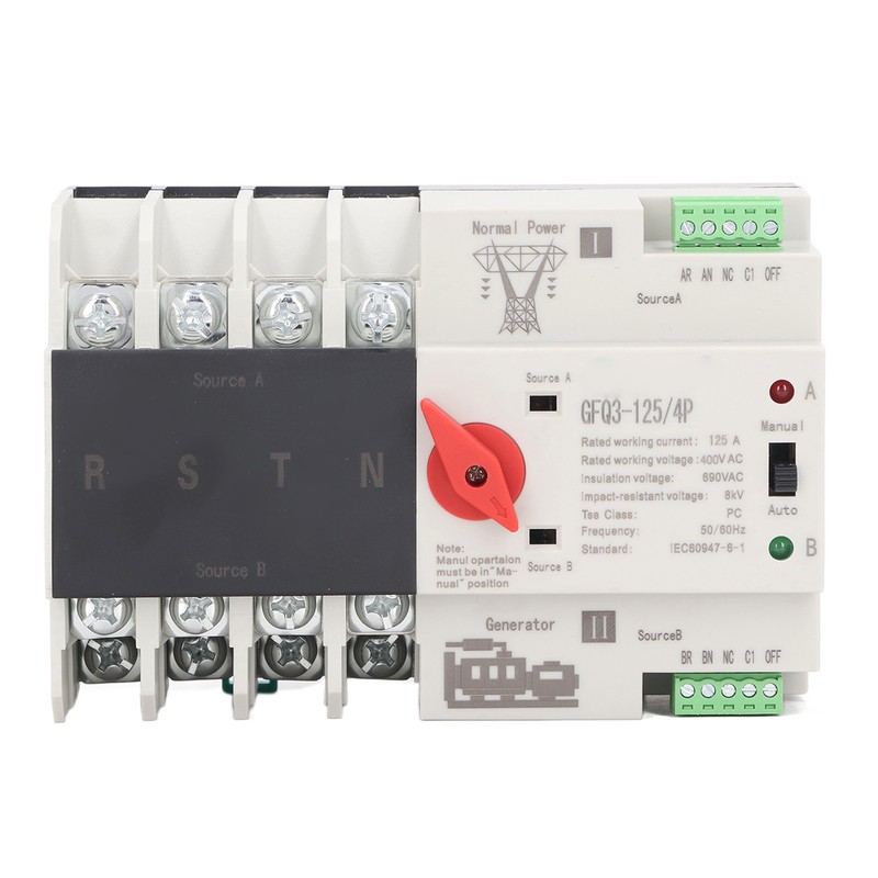 4P Automatic Transfer Switch 35mm Rail Mount Dual Power Generator