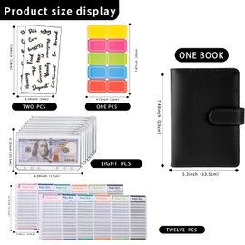 NICOOTH Budget Binder A6 Money Saving Binder with Zipper Cash Envelopes