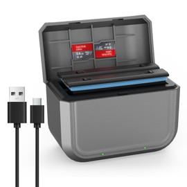 Battery Charger Hub for Insta360 X4 Camera Battery, USB Type-C Cable,2-Channel Quick Battery Charging Storage Station with Misro SD Card Slots (Charger Hub Only)
