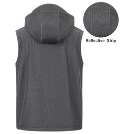 CREATMO US Men's Loose Fit Sleeveless Vest Waterproof Chaleco Para Hombre Outdoor Multi Pocket Work Grade Vest Grey Heather L