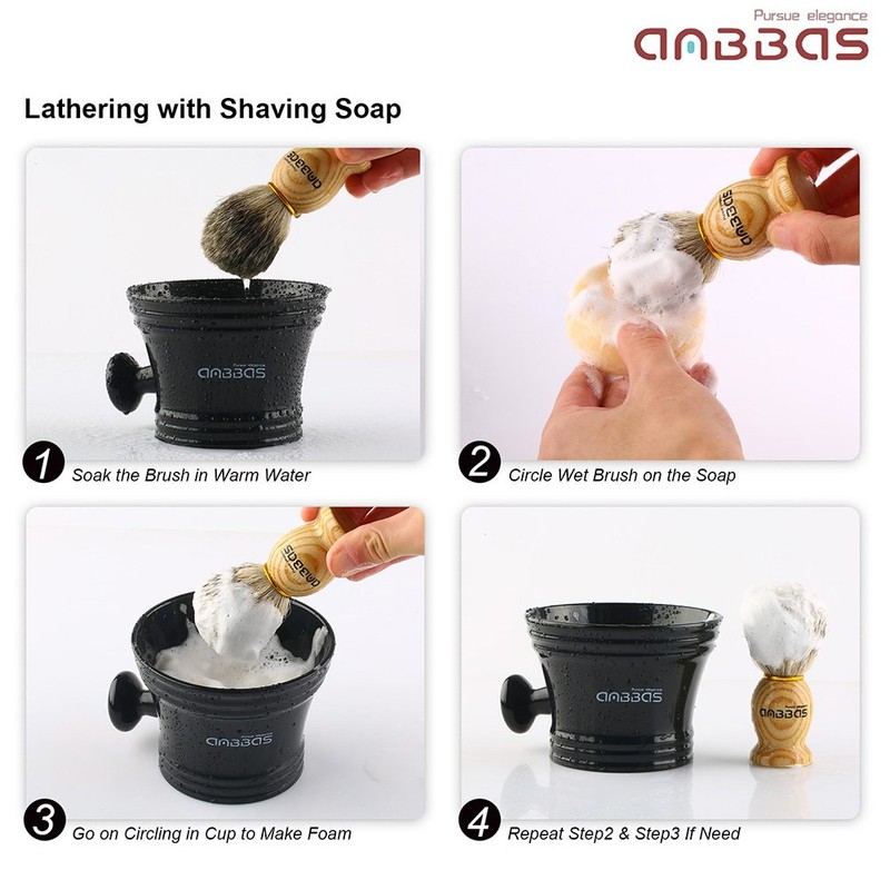 Anbbas Badger Hair Shaving Brush with Wall Mounted Brush Holder