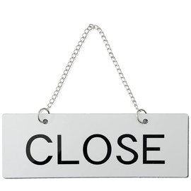 KatachiLab Open Close Sign, Sign Board, Open Close Bills, Silver, Silver, Gothic Font, 9.1 x 3.1 inches (23 x 8 cm)