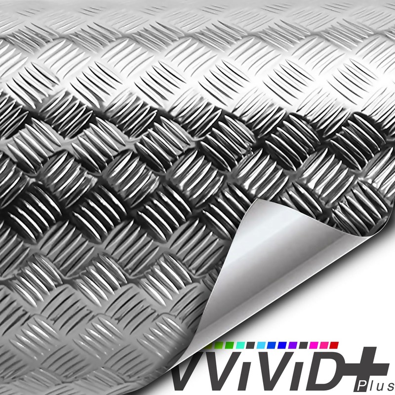 Industrial Utility Diamond Plate Metallic Chrome Finish Vinyl Wrap Sheet