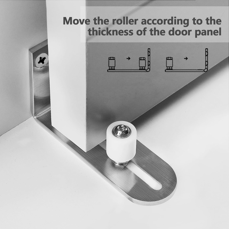 Kinmade Barn Door Bottom Floor Guide Brushed Nickel,Flush Bottom Design,Adjustable