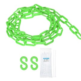 sourcing map Plastic Chain 10 FT/3.1 M, Safety Chain Green Plastic Chain Link Barrier with Zip Ties and S-Hooks for Crowd Control Queue Line Fence Decoration