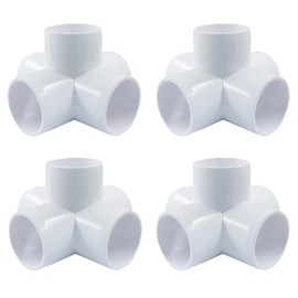 Marvexi 4Pcs 1-1/2 Inch 5 Way Pvc Connectors, White Furniture Grade Tee Pvc Fittings 1.5" Elbow for DIY Shelf, Frame