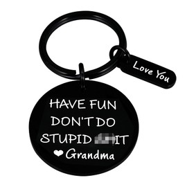 Funny Gifts for Granddaughter Grandson Dont Do Stupid St Keychains for Granddaughter Grandson from Grandma Granny Birthday Gifts Christmas Stocking Stuffers for Granddaughter Grandson Teen Boys Girls, Black, Small