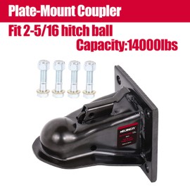 2-5/16 Flat Mount Trailer Coupler,14000LBS,Included Hardware Black Powder Coat Included 5/8 Grade 8 Bolts
