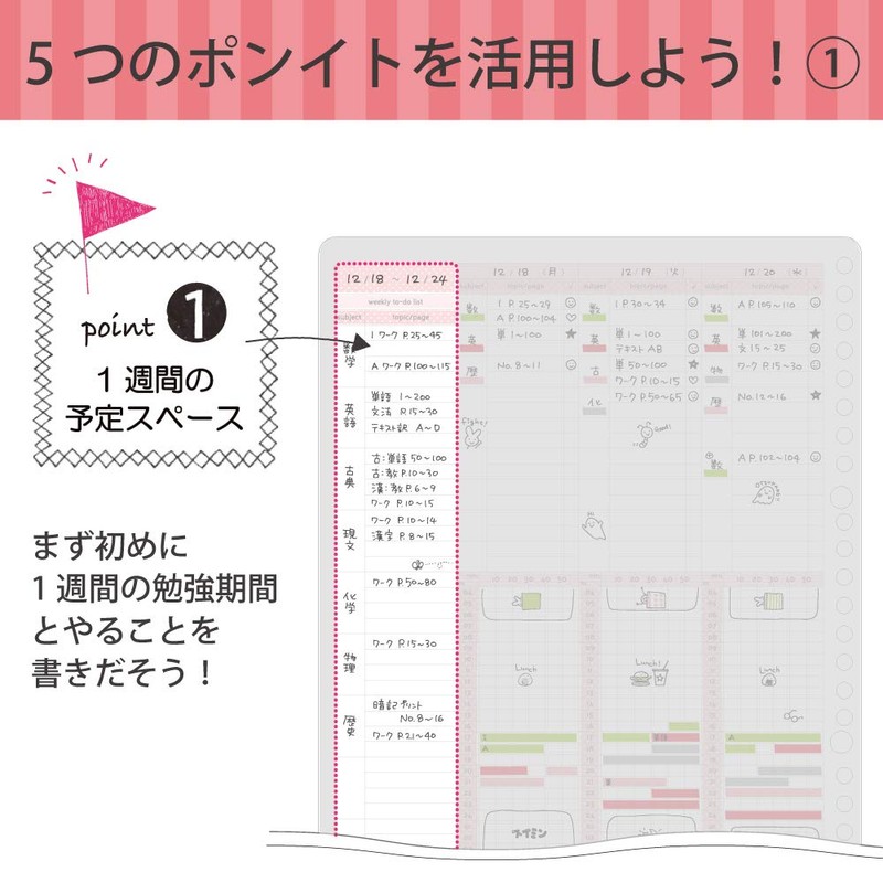 Kokuyo Campus Looseleaf Study Planner Weekly Ruled Girly No-Y836GW
