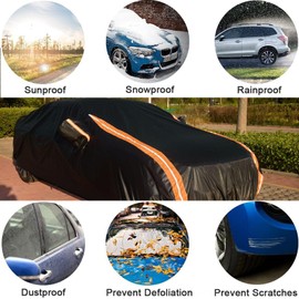 Dototow 8-Layer All Weather Waterproof Car Cover Custom Fit for Ford Mustang/Shelby 1964-2025, Lab-Verified Snow/Rain/UV Protection - Zipper Door & Storage Bag
