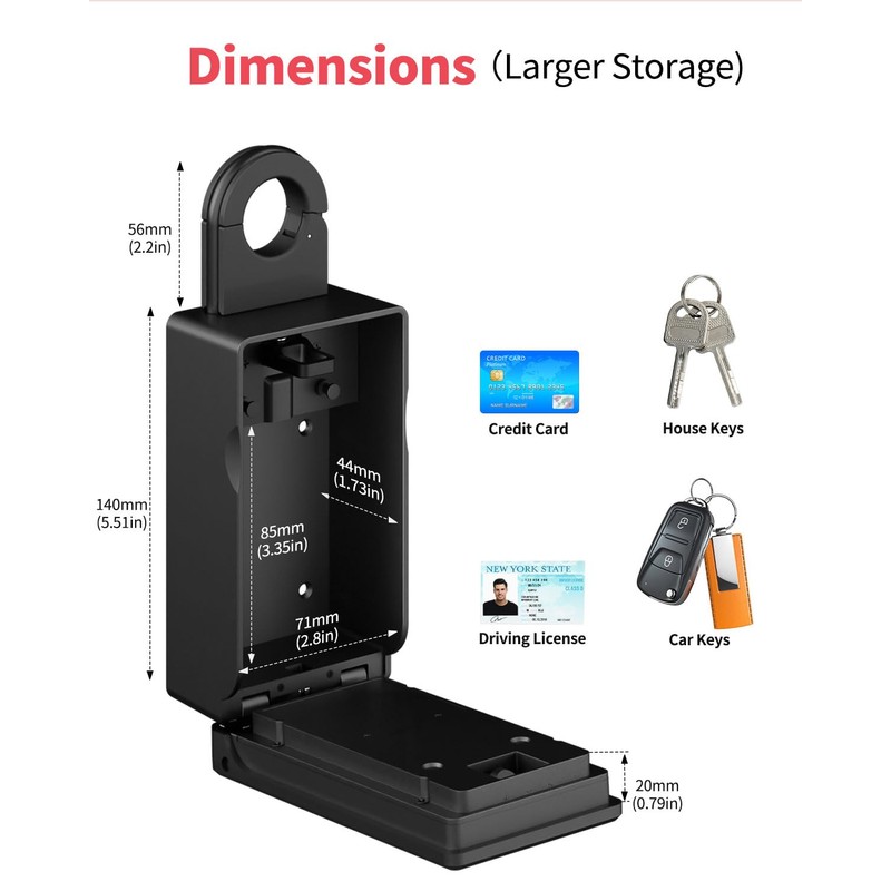 Smart Fingerprint Lock Box for Keys with Code, Wireless Remote