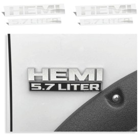 HEMI 5.7 Liter Emblem Overlay Decal - 2013-2018 Ram - (Color: Silver Metallic)