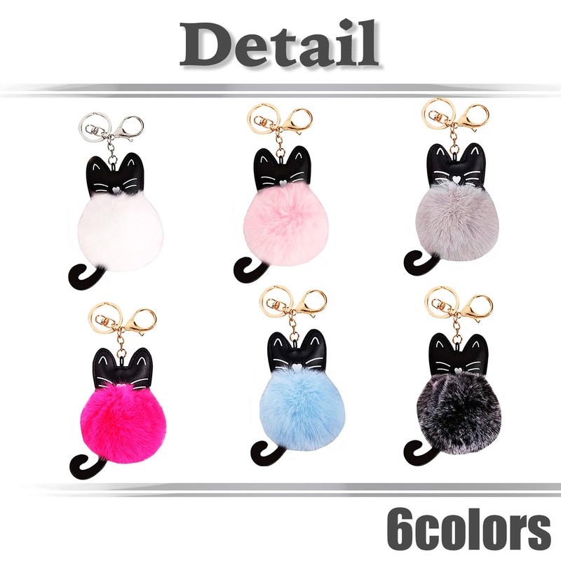 White Fang AZ095 Women's Key Ring, Charm, Keychain, Cat, Animal,