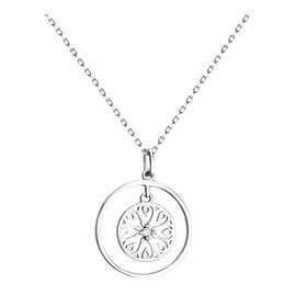 Sofia Milani - Women's Necklace 925 Silver with Zirconia Stones - Circle Pendant - N0378, Sterling silver, Cubic Zirconia