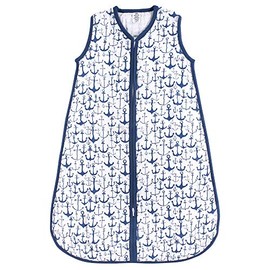 Yoga Sprout Unisex Baby Sleeveless Muslin Cotton Sleeping Bag, Sack, Blanket, Blue Anchor, 12-18 Months
