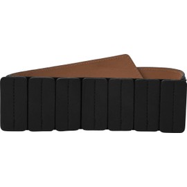 BlackButterfly Wide Elastic Stretch Retro Metal Interlock Buckle Belt (Black, US 6-8)