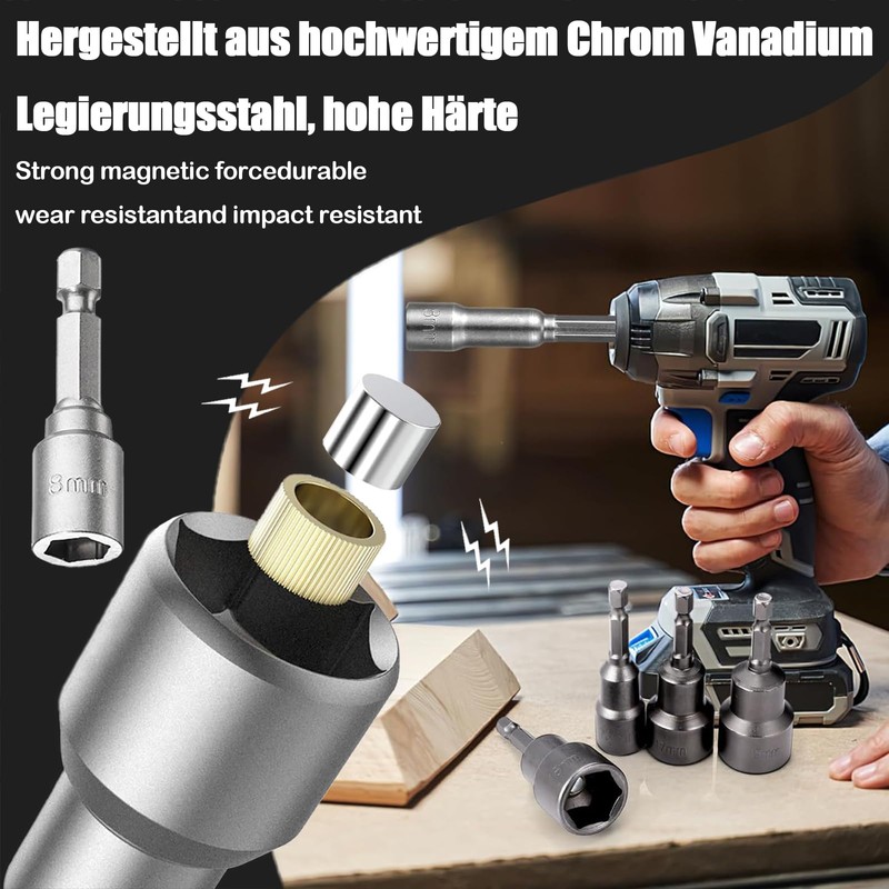 QHKLEW Pack of 10 Magnets Hexagonal Socket, Magnetic Socket Set,