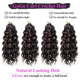 10 Inch Pre Looped Crochet Hair for Black Women Girls&Kids-8 Packs Gogo Curl/Beach Curl/Ocean/Water/Deep Wave Synthetic Hair Tangle-Free Full&Natural Look Long-Lasting for Daily Wear(P1B/30)