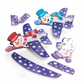 Baker Ross FC272 Jolly Snowman Flying Gliders - Pack of 8, Gliders for Kids, Novelty Toys, Ideal Kids Party Bags and Small Toys for Children