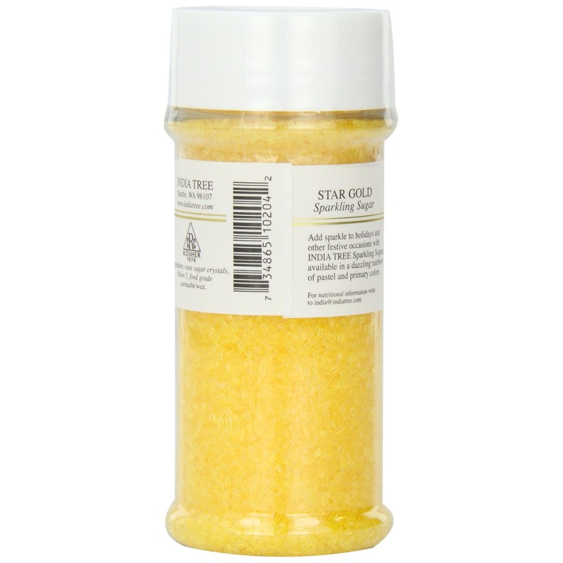 India Tree Gold Sparkling Sugar, 7.5 oz | Vibrant Decorating