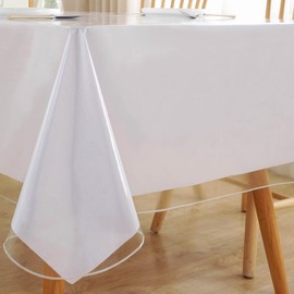 HLC.ME Clear Vinyl Tablecloth Cover, Plastic Table Cover Rectangular, Crystal Clear Plastic Table Cover Protector for Dining Table, Vinyl Table Cover - 100% PVC, Waterproof, Oil Proof - 60x108 inch