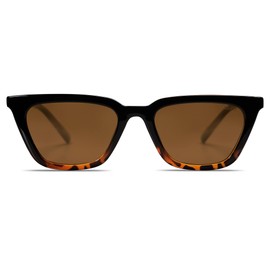 SOJOS Polarized Narrow Square Cateye Sunglasses for Women Retro Trendy Driving Glasses SJ2169 with Tortoise Frame/Brown Lens