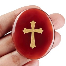 QINJIEJIE QINJIEJIE Karneol Edelsteine Kristalle Kleine Geschenke fr Kinder Kreuz Erstkommunion Geschenke M?dchen Jungen Sorgenstein Gastgeschenke Kreuz Edelsteine Poliert Stein Angst Stress Relief