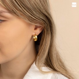 Amberta Women Handmade 925 Sterling Silver Chunky Hoop Earrings: Thick Gold Hoops 15 mm