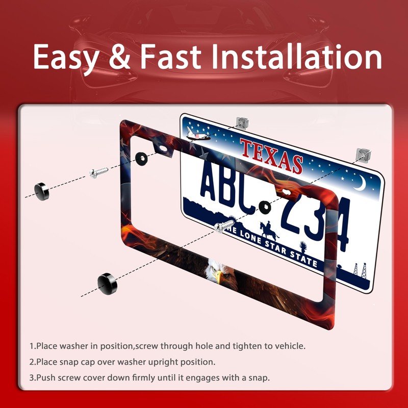 American Flag Eagle License Plate Frame Patriotic Eagle License Plate
