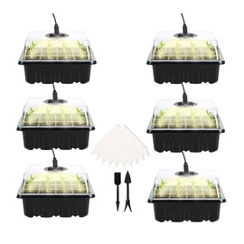 12 Hole Plant Lamp Set with LED Grow Lamp Seedling Tray Set Seedling Starter Tray